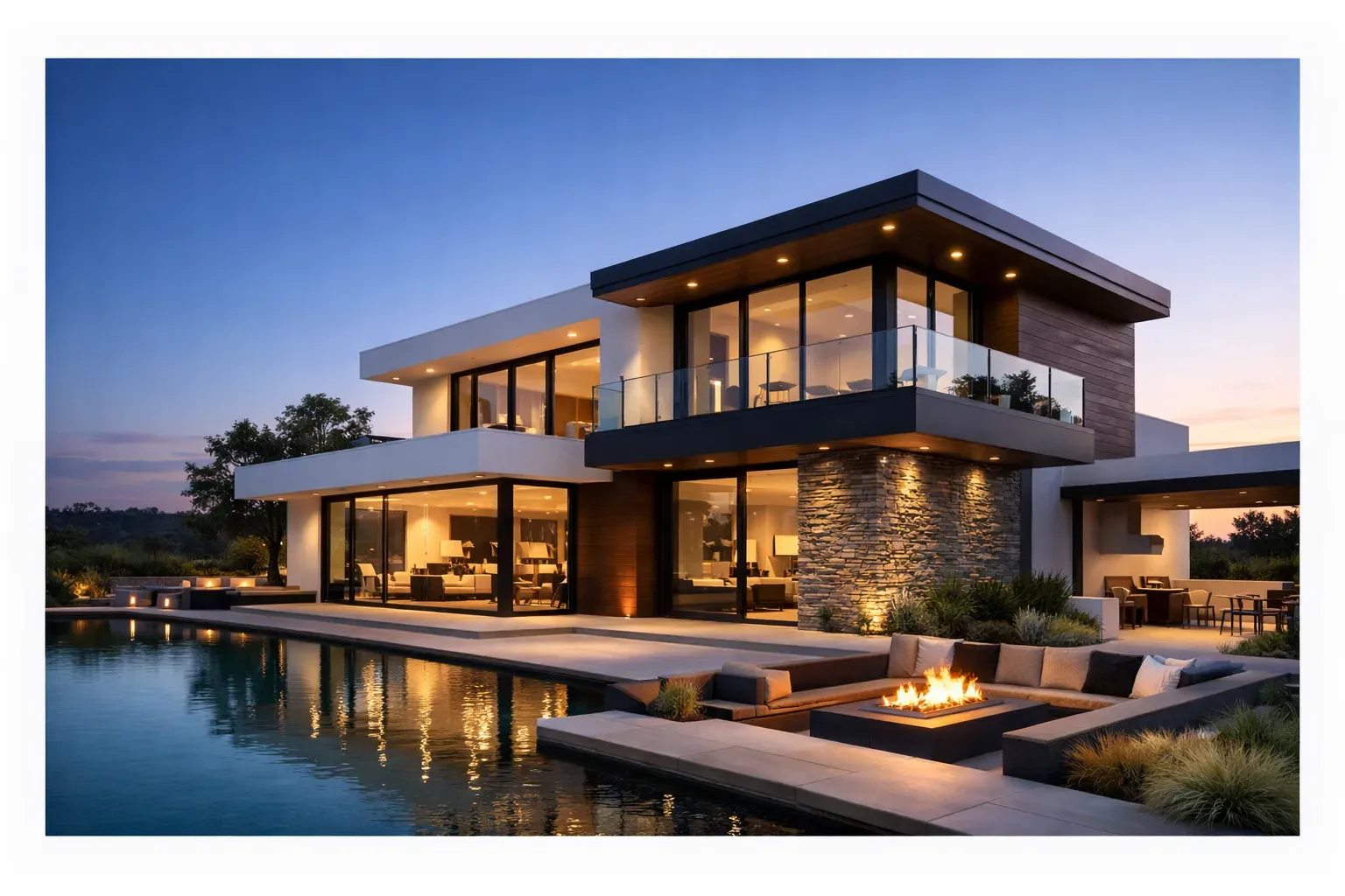 Website preview showing modern house exterior